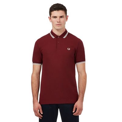 Dark red logo embroidered twin tipped regular fit polo shirt